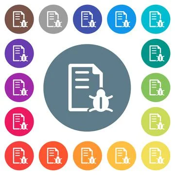 Bug report flat white icons on round color backgrounds Illustrazione stock