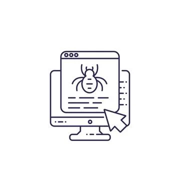 Bug report icon, line vector Illustrazione stock