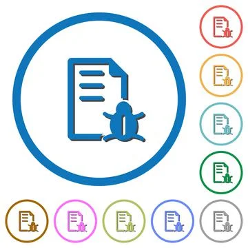 Bug report icons with shadows and outlines Illustrazione stock