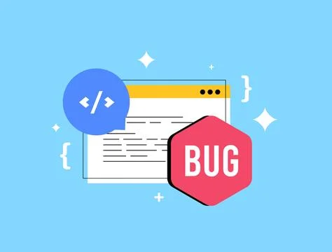Bug report process concept. Bug tracking system illustrates debugging workflow イラスト素材