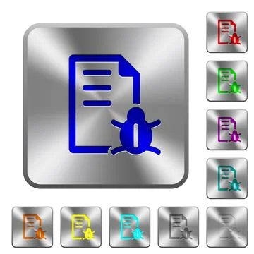 Bug report rounded square steel buttons Illustrazione stock