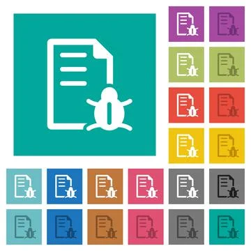 Bug report square flat multi colored icons Stock Illustration