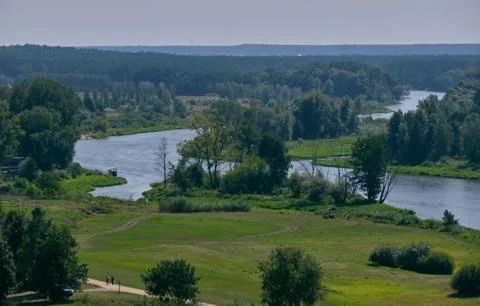 Bug River valley view from castle hill in summer, Podlasie Region, Poland, Eu Stock Photos