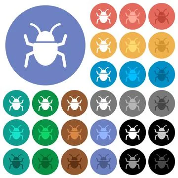 Bug round flat multi colored icons 스톡 일러스트