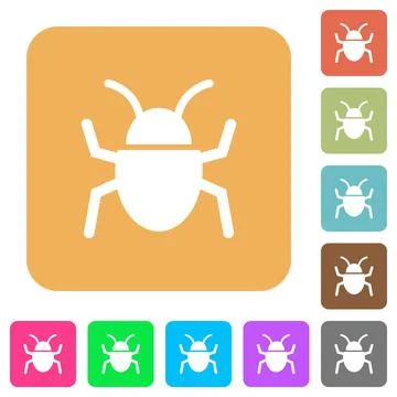 Bug rounded square flat icons Illustrazione stock
