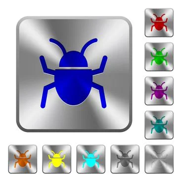 Bug rounded square steel buttons Illustrazione stock