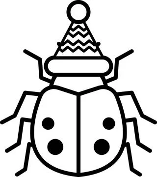 A bug with a Santa hat on its head Stock Illustration