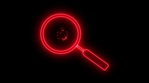 Bug search animated glowing red neon magnifying glass scanning insect loop .. Stock Footage 344205558