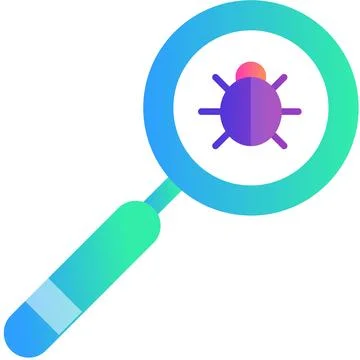 Bug search with magnifier vector malware find Illustrazione stock