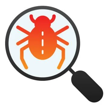 Bug searching flat icon. Magnifying glass and beetle color icons in trendy flat イラスト素材