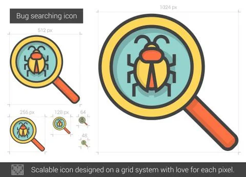 Bug searching line icon Illustrazione stock
