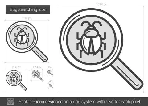 Bug searching line icon Illustrazione stock