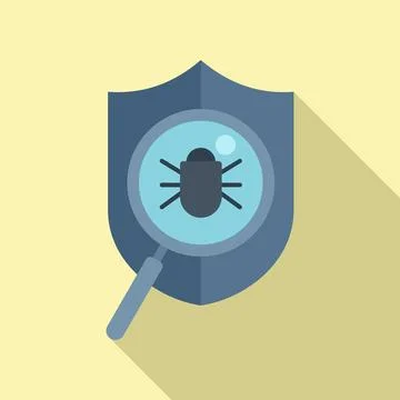 Bug shield icon flat vector. Virus hacker 스톡 일러스트