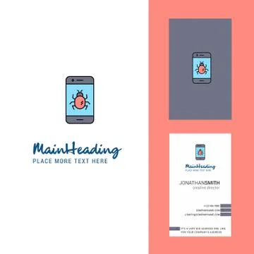 Bug on a smartphone  Creative Logo and business card. vertical Design Vector 스톡 일러스트