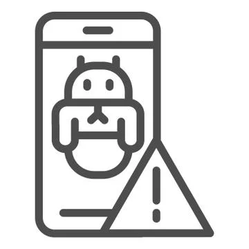 Bug in smartphone line icon. Smartphone virus vector illustration isolated on Illustrazione stock
