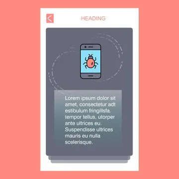 Bug on a smartphone  mobile vertical banner design design. Vector Stock Illustration