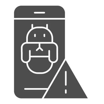 Bug in smartphone solid icon. Smartphone virus vector illustration isolated on Stock Illustration