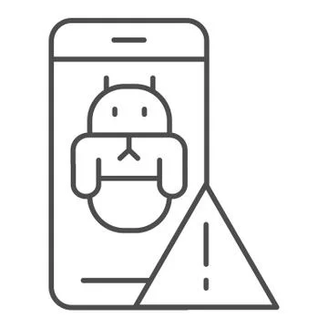Bug in smartphone thin line icon. Smartphone virus vector illustration isolated Illustrazione stock