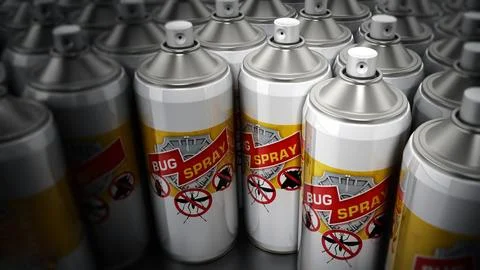 Bug spray stack with vignette. 3D illustration Stock Illustration