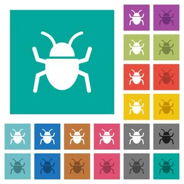 Bug square flat multi colored icons Illustrazione stock
