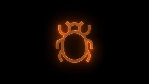 Bug symbol stroke icon glowing neon brown color animation Stock Footage 289386065