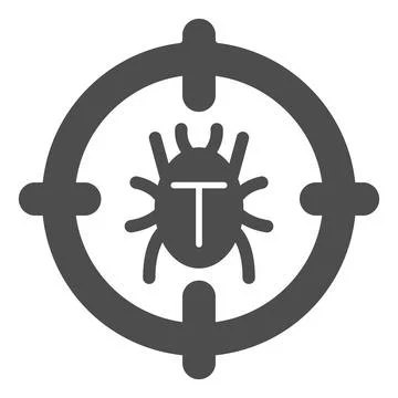 Bug in target solid icon, web security concept, antivirus sign on white Stock Illustration