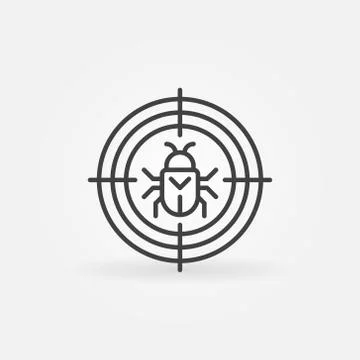 Bug in Target vector Virus or Malware concept outline icon Stock Illustration