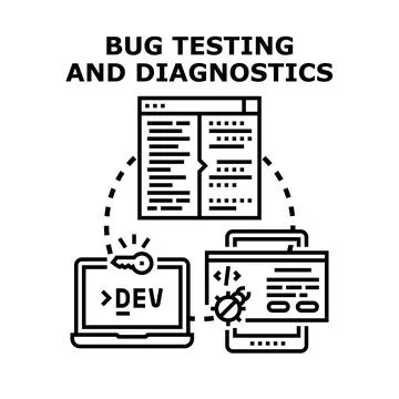Bug testing and diagnostics development process concept Stock Illustration