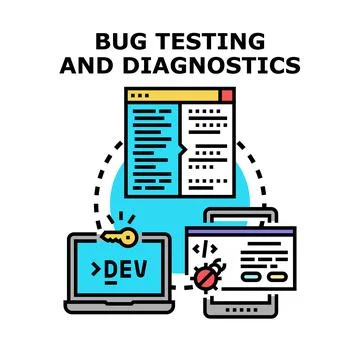 Bug testing and diagnostics development process concept Stock Illustration