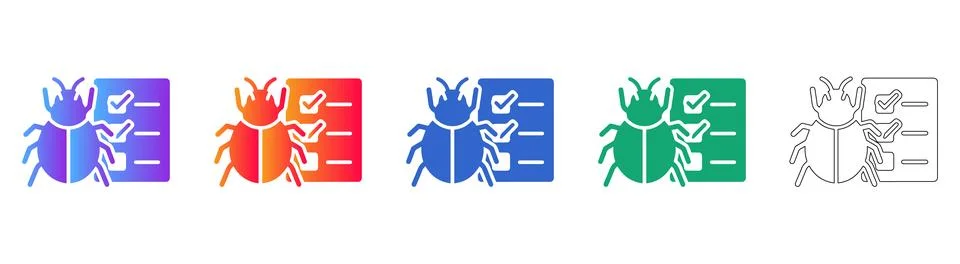 Bug Testing Checklist Icon Set Stock Illustration