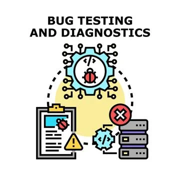 Bug testing diagnostics and software quality assurance Stockillustratie