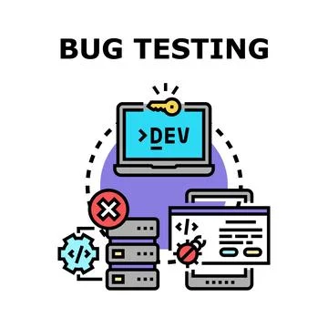 Bug testing software development process concept Stock Illustration