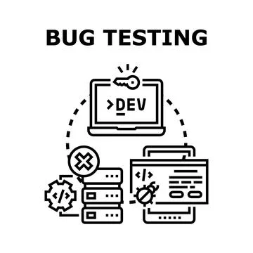Bug testing software development process concept Stock Illustration