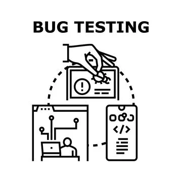 Bug testing software development resolving errors concept Stock Illustration