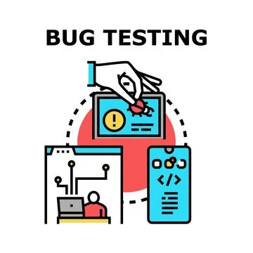 Bug testing software development resolving errors concept Stockillustratie