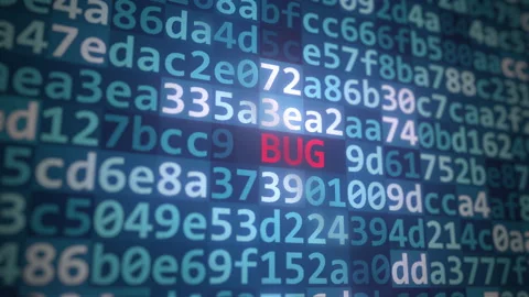 BUG text and program code on the computer screen Stock Footage 187575042