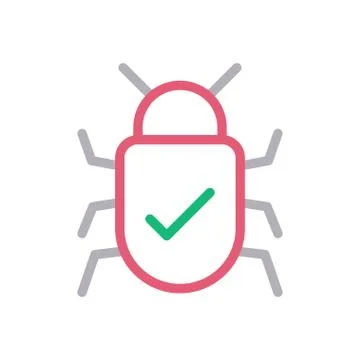 Bug thin line colour icon 스톡 일러스트