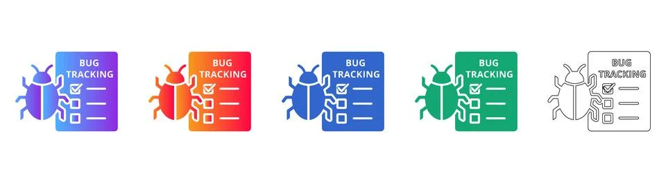 Bug Tracking and Reporting Icon Set Illustration