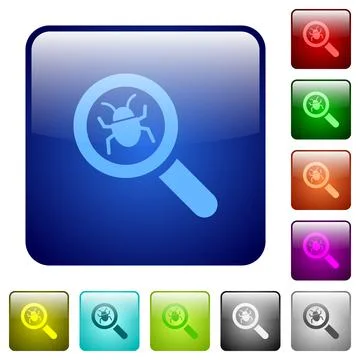 Bug tracking color square buttons Stock Illustration
