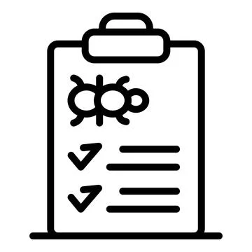 Bug tracking, debugging, software testing and quality assurance checklist ico Stock Illustration