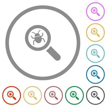 Bug tracking flat icons with outlines Stock Illustration