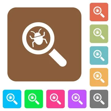 Bug tracking rounded square flat icons Stock Illustration