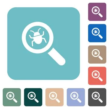 Bug tracking rounded square flat icons Stock Illustration