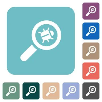 Bug tracking rounded square flat icons Stock Illustration