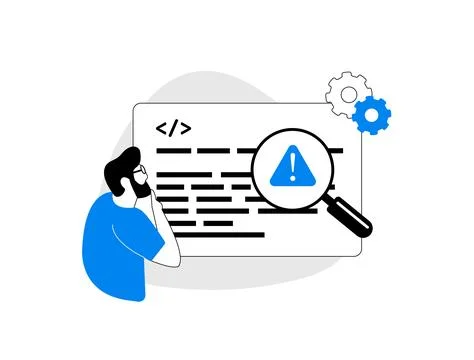 Bug Tracking Software concept. Optimize and debug code for seamless user Stock Illustration