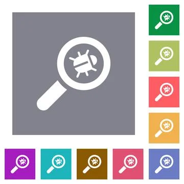 Bug tracking square flat icons Illustrazione stock