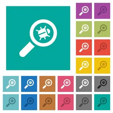 Bug tracking square flat multi colored icons Illustrazione stock
