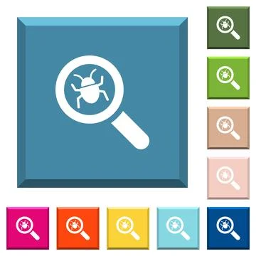 Bug tracking white icons on edged square buttons イラスト素材