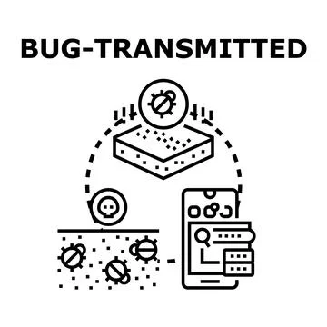 Bug transmitted digital virus cyber security concept Stockillustratie