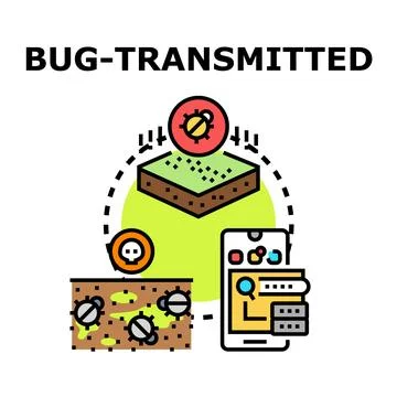 Bug transmitted digital virus cyber security concept Stock Illustration